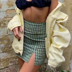 Green plaid skirt
